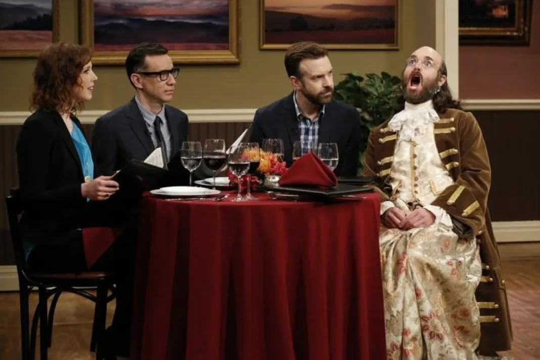 Jennamin Franklin, Will Forte and Jason Sudeikis on Late Night with Seth Meyers Jennamin Franklin, Will Forte and Jason Sudeikis on Late Night with Seth Meyers